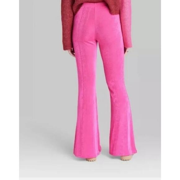 Wild Fable  Mid Rise Slinky Knit Flare Pants Pink Women's XS - Picture 3 of 10